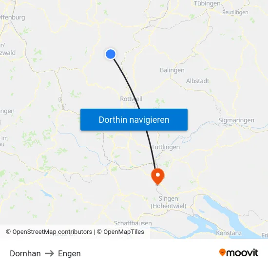 Dornhan to Engen map