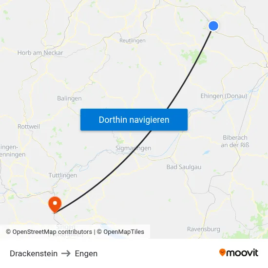 Drackenstein to Engen map