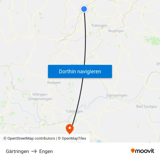 Gärtringen to Engen map