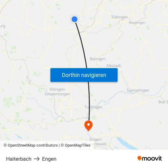 Haiterbach to Engen map