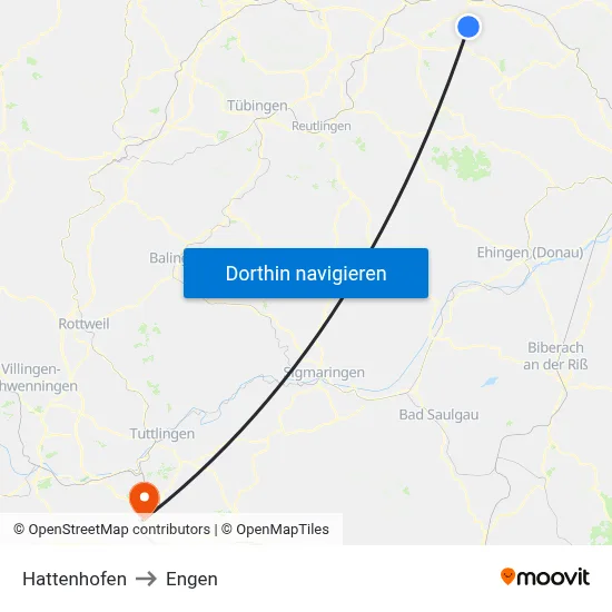 Hattenhofen to Engen map