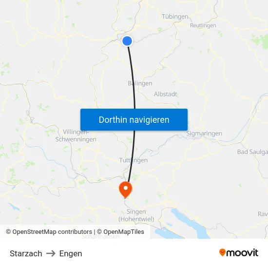 Starzach to Engen map