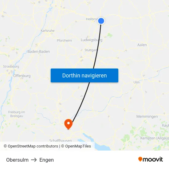Obersulm to Engen map