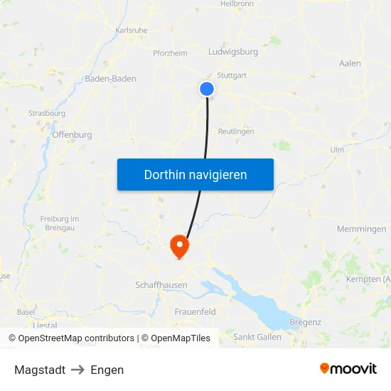 Magstadt to Engen map