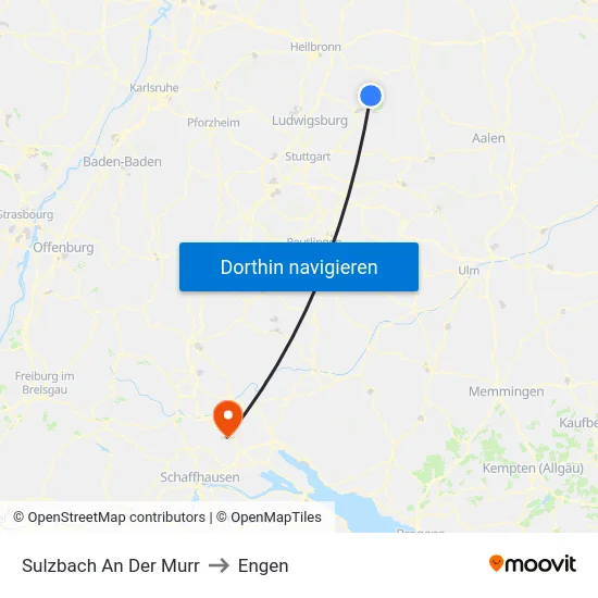 Sulzbach An Der Murr to Engen map