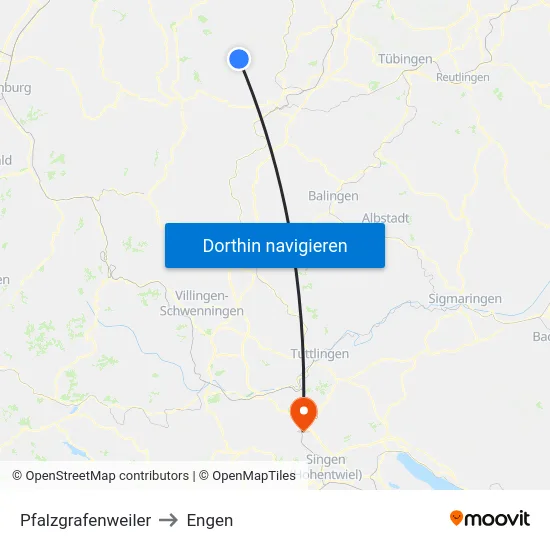 Pfalzgrafenweiler to Engen map