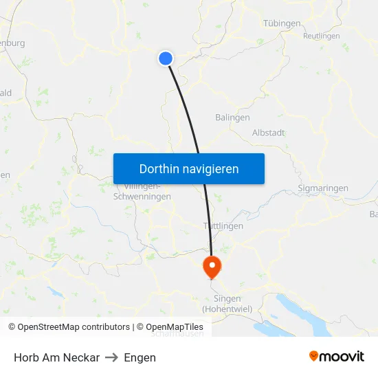 Horb Am Neckar to Engen map