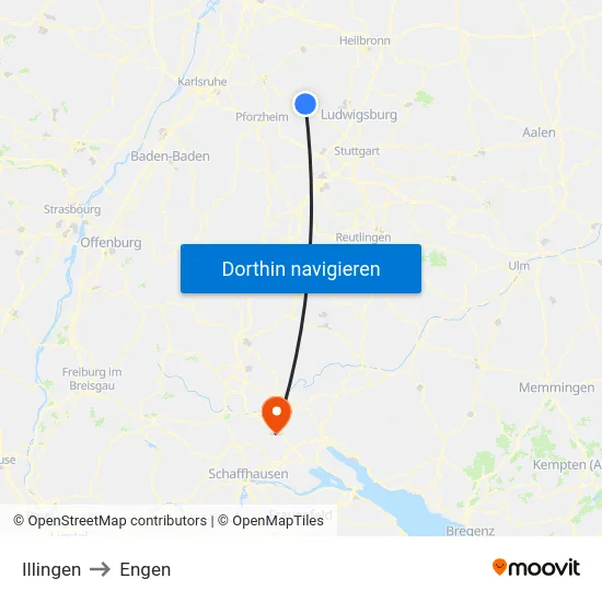Illingen to Engen map