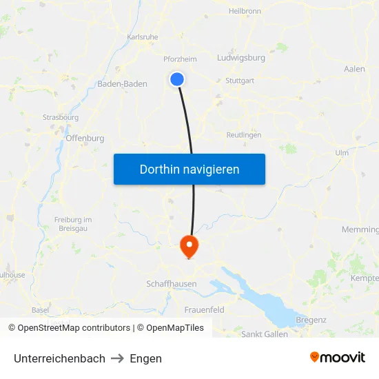 Unterreichenbach to Engen map