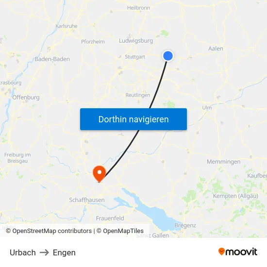 Urbach to Engen map