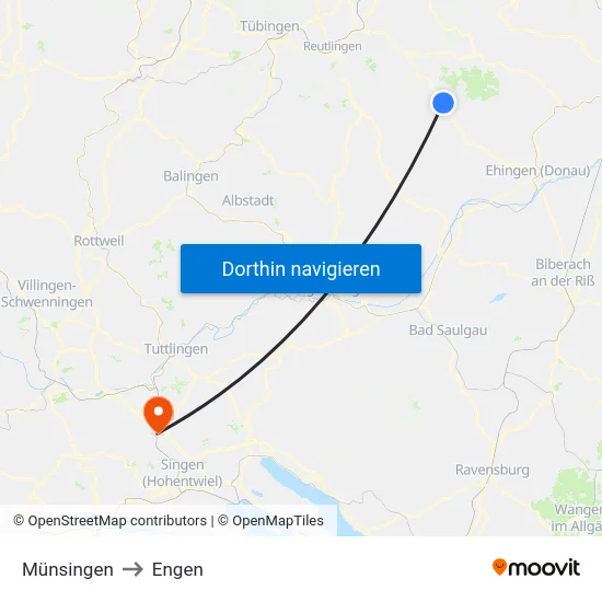Münsingen to Engen map