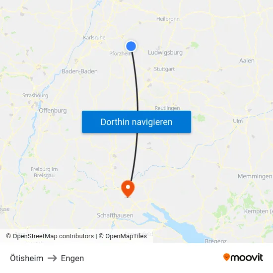 Ötisheim to Engen map
