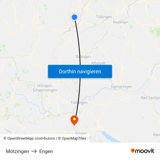 Mötzingen to Engen map