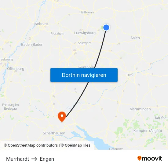 Murrhardt to Engen map