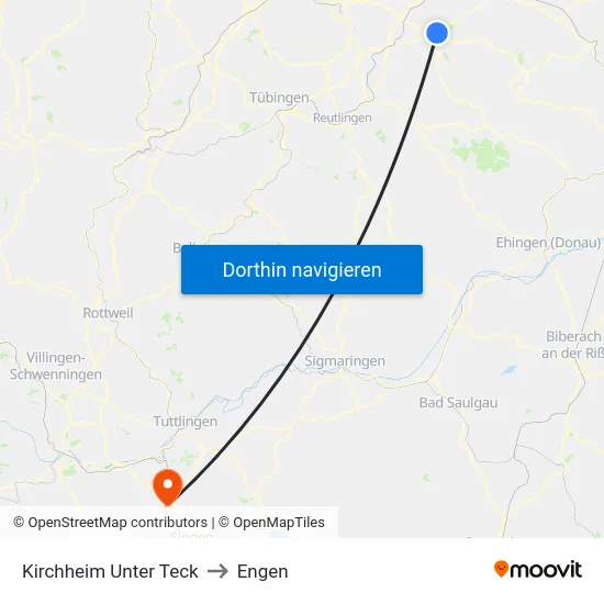 Kirchheim Unter Teck to Engen map
