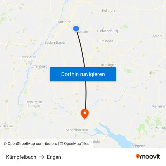 Kämpfelbach to Engen map