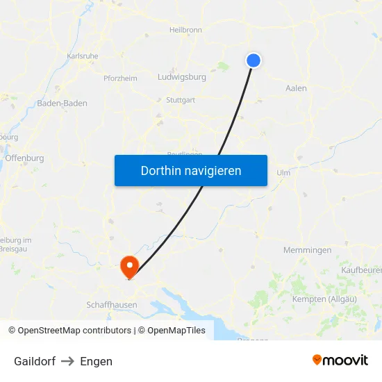 Gaildorf to Engen map