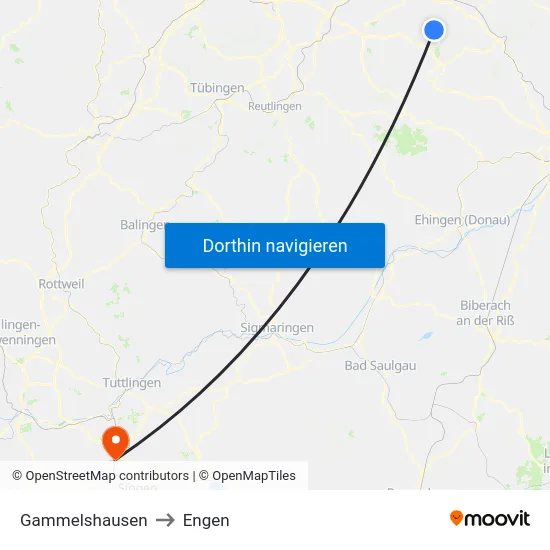 Gammelshausen to Engen map