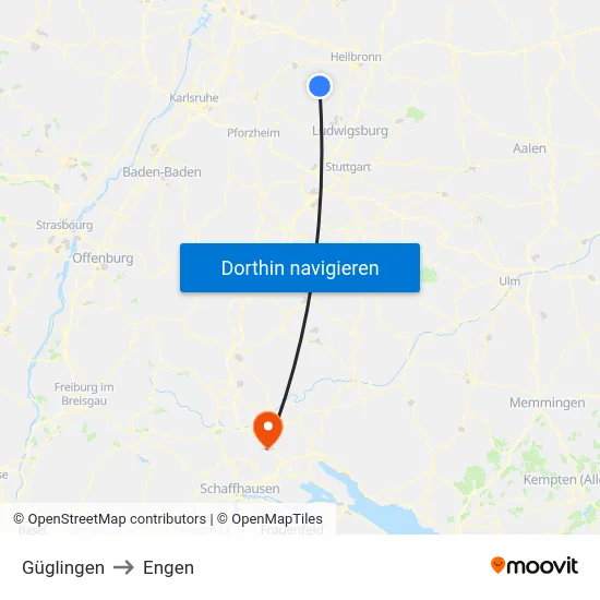 Güglingen to Engen map