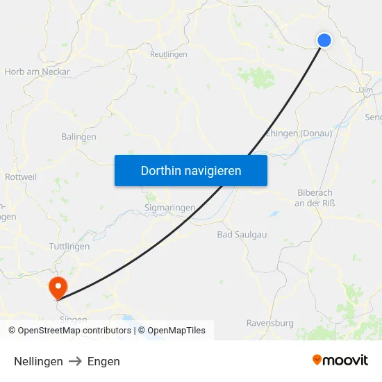 Nellingen to Engen map