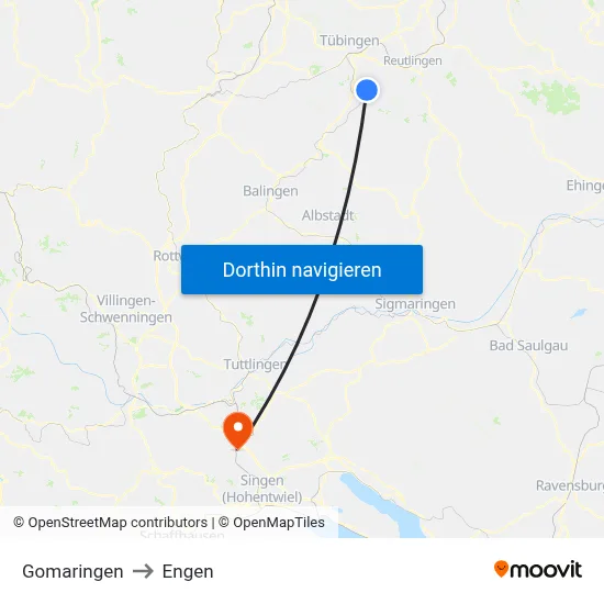 Gomaringen to Engen map