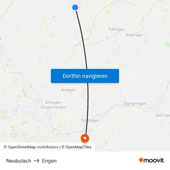 Neubulach to Engen map