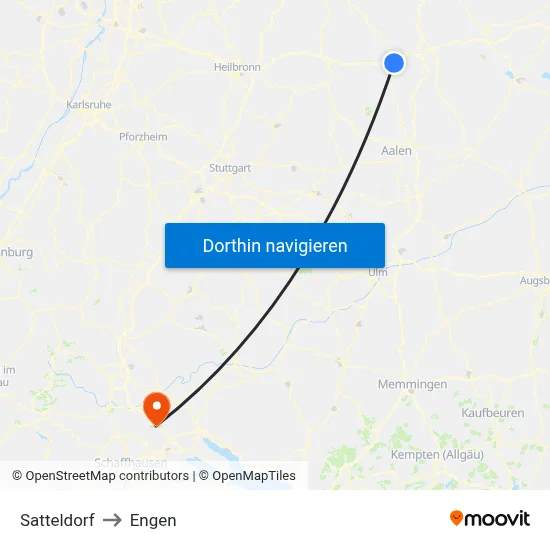 Satteldorf to Engen map