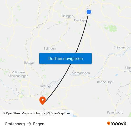 Grafenberg to Engen map