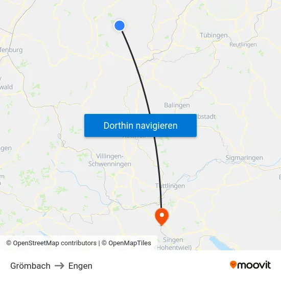 Grömbach to Engen map