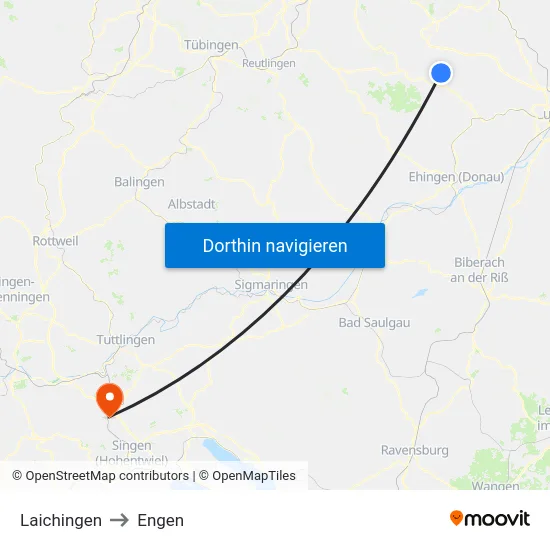 Laichingen to Engen map