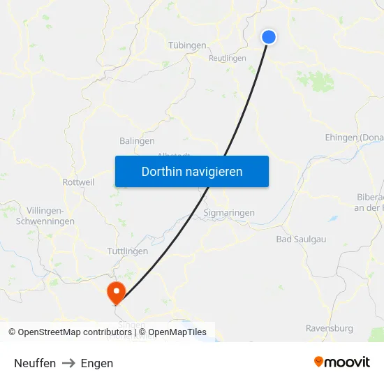 Neuffen to Engen map