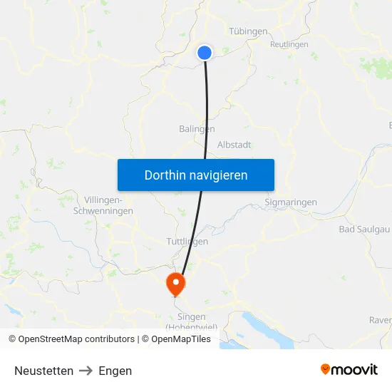 Neustetten to Engen map