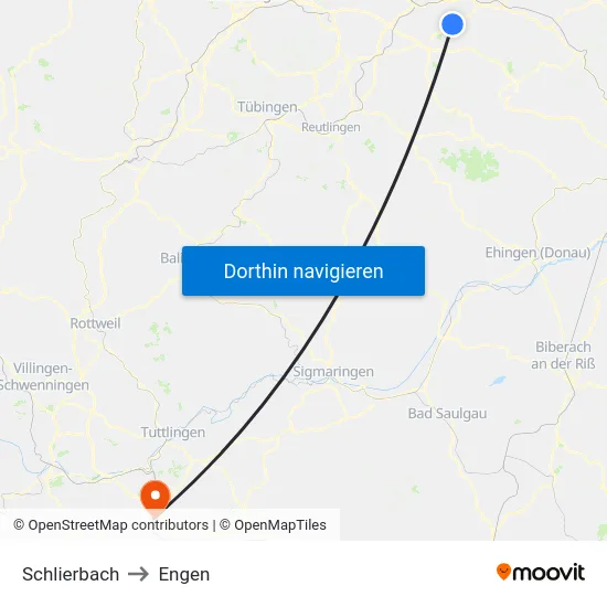 Schlierbach to Engen map