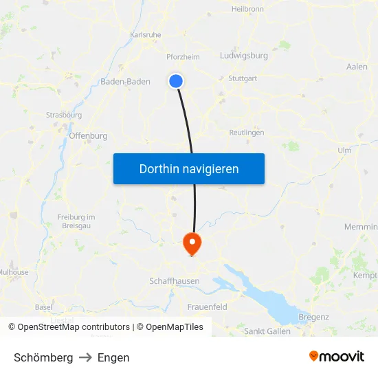 Schömberg to Engen map