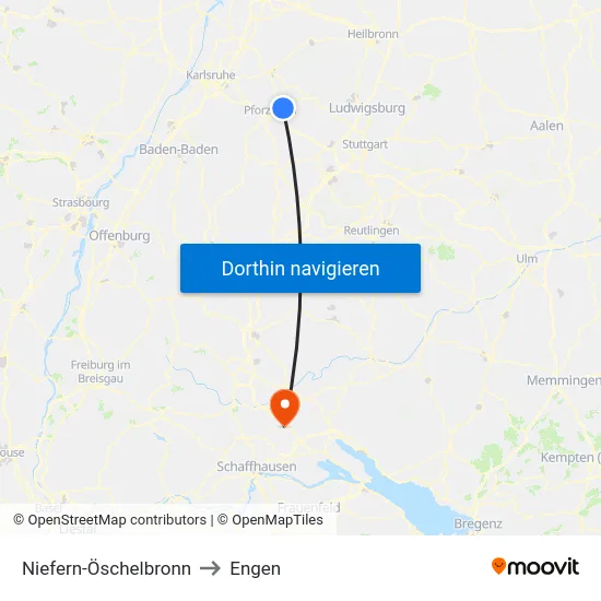 Niefern-Öschelbronn to Engen map