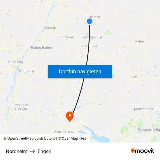 Nordheim to Engen map