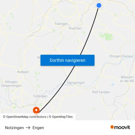 Notzingen to Engen map