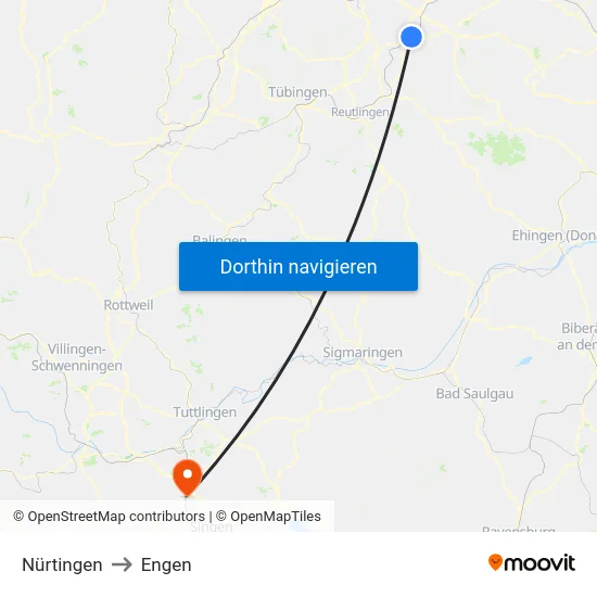 Nürtingen to Engen map
