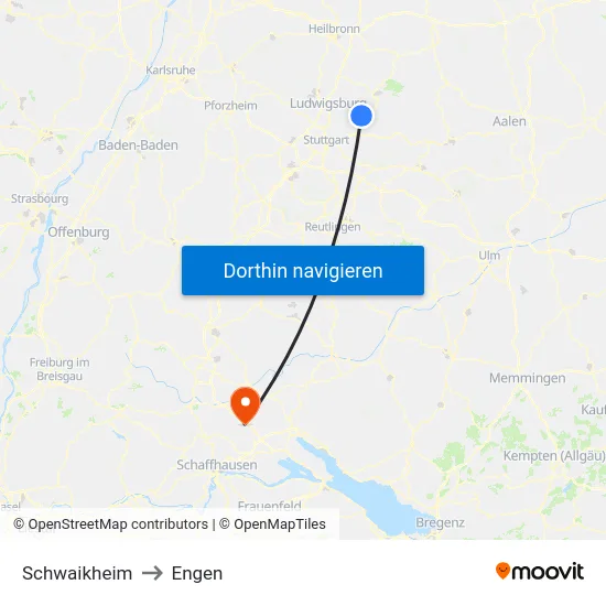 Schwaikheim to Engen map