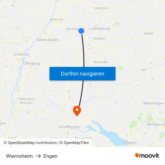 Wiernsheim to Engen map