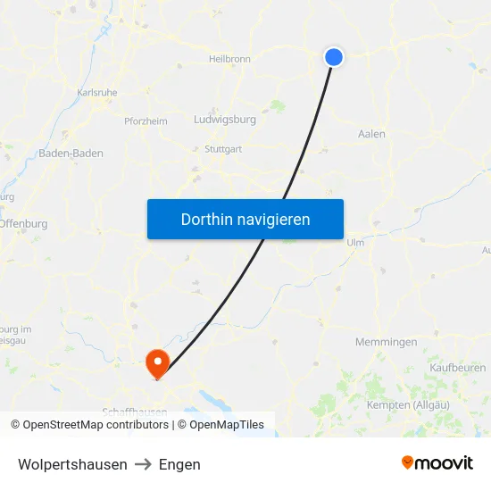Wolpertshausen to Engen map