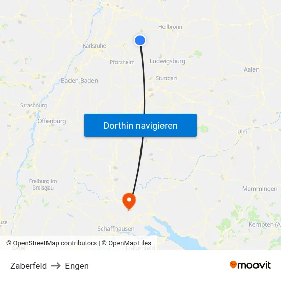 Zaberfeld to Engen map