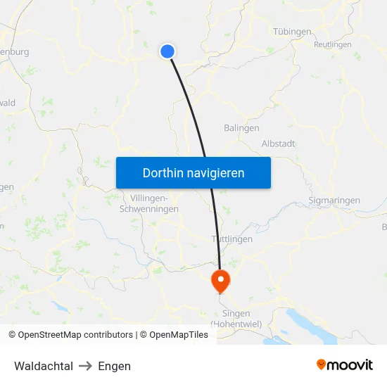Waldachtal to Engen map