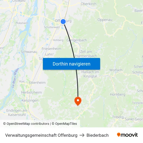 Verwaltungsgemeinschaft Offenburg to Biederbach map