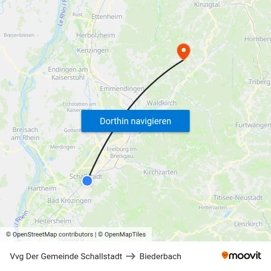 Vvg Der Gemeinde Schallstadt to Biederbach map