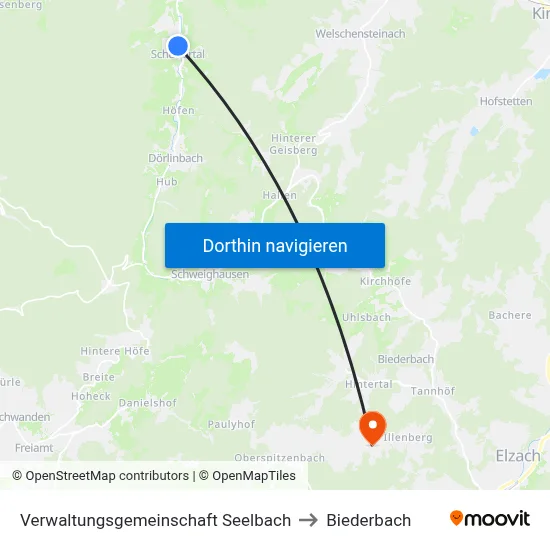 Verwaltungsgemeinschaft Seelbach to Biederbach map