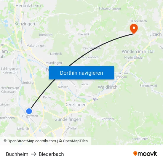 Buchheim to Biederbach map