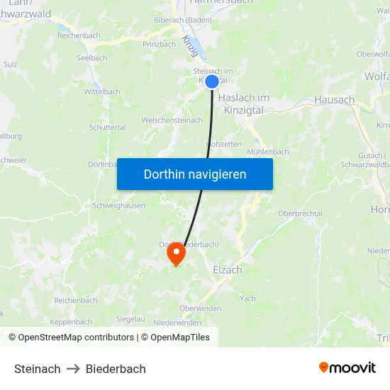 Steinach to Biederbach map