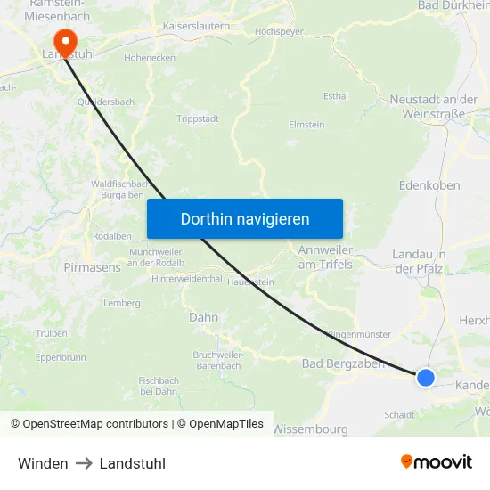Winden to Landstuhl map