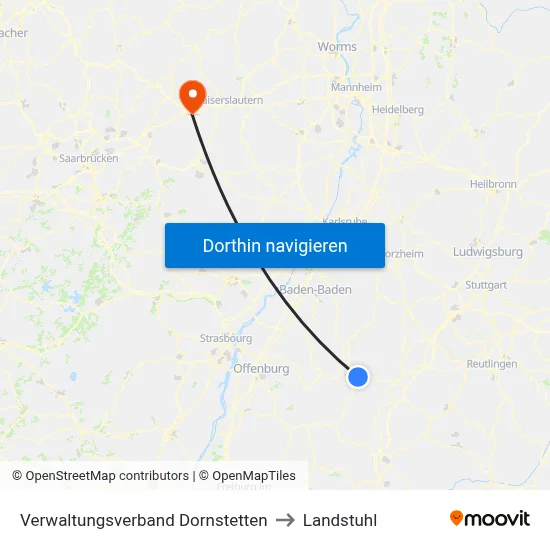 Verwaltungsverband Dornstetten to Landstuhl map